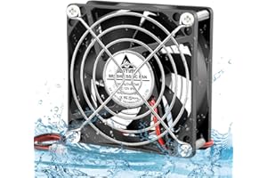 GDSTIME 12V Fan 80mm cooling Fan IP67 Waterproof 80mm x 25mm Axial Dual Ball Bearing 2800 RPM Extractor Case Cooler For Refrigerator Terrarium Hydroponics Electronic Cabinets