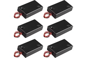 HALJIA 6 szt. 4,5 V AAA 3 x 1,5 V pojemnik na baterie plastikowe pudełko do przechowywania baterii z klapką przełącznika ON/OFF i przewodami kablowymi