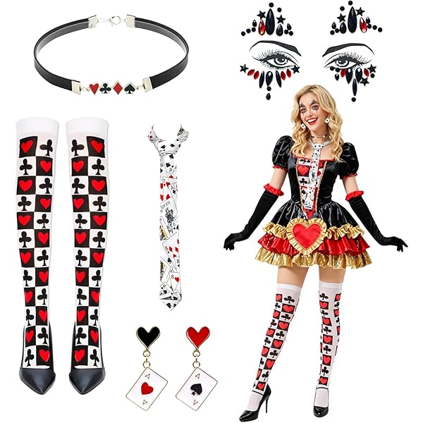 1 set accessoires met het thema 'Koningin van Harten' in pokerstijl