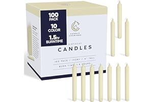 Candle Charisma 100 Ivory Spell Candles - 4" Unscented Paraffin Chime Candles, Smokeless & Dripless, Colored Candles, Long Burn Time 0.43" Thick Taper Candles for Rituals, Witchcraft and Parties
