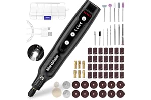 AOZOY Cordless Mini Rotary Tool Set - 64Pcs Accessories 5 Speed 5000-18000rpm Multi-Purpose Mini Electric Grinder Kit 3.7V USB Rechargeable with Light for Engraving Grinding Polishing Cutting Sanding DIY
