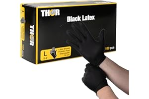 ABENA THOR Latexhandschuhe (L), 100 Stück – Einmalhandschuhe Schwarz, handschuhe einweg, puderfrei – Einweghandschuhe & küchenhandschuhe zum Kochen, Putzen, Grillen & für die Werkstatt – Größen S, M, L, XL