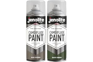 JENOLITE Armee-Tarnfarbe, Doppelpack, Olivgrün & Schlammbraun, 2 x 400 ml, ideal für Modellbau, Paintball, Airsoft, Militärfahrzeuge