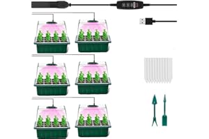 XVZ Vassoio Germinazione con Luce di Coltivazione, 6 Pezzi Vassoi per Semi Luminosità Regolabile e Regolatore di Temporizzazione per una crescita e un'umidità ottimali