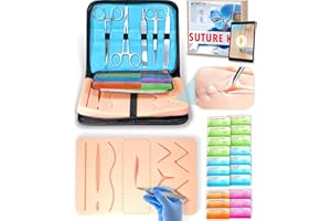 BAYTIZ ® Chirurgisches Nahtset - Silikon Haut + Nähen Zubehör Trainings Nahtset für Medizinstudent Krankenschwester Doktor Geschenke Studenten Geschenk Arzt Set Medizin Suture Pinzette Medizin pad