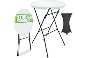 Casaria® Stehtisch mit Husse Anthrazit 72cm Set Klappbar Bistrotisch Rund 110cm Hoch Outdoor Klapptisch Wetterfest Garten Partytisch Bartisch Hochzeit