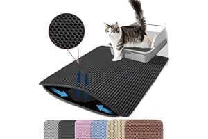 Petinstinct Katzenklo Matte, 116x66cm Riesiger Doppelschichtiger Katzenklo Unterleger, wasserdichte Langlebige Entwurf Bienenwabe Katzenstreu Matte, Katzentoilette Vorleger, XXL, Extra Groß, Schwarz