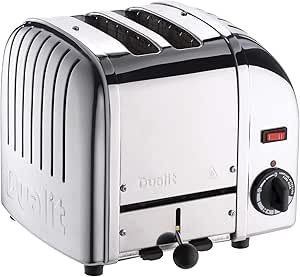 Dualit Classic 2 Slice Vario Toaster - Stainless Steel, Hand Built in the UK - Replaceable ProHeat Elements - Heat Two or Four Slots, Defrost Bread, Mechanical Timer - Replaceable Parts