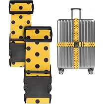 Wenter.S Cinghie Per Valigie Regolabili 200 Cm, Eleganti Nastri Bagagli Con Pois Bianchi, Confezione Multipla