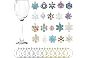 CNYMANY 30/20 pezzi Charms per Bicchieri da Vino, Lega di Zinco a Tema Natalizio Etichette Segnabicchieri per Calice per Natale Degustazione di Vino Cocktail Champagne Bomboniere Forniture Regali