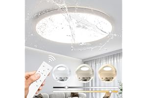 CHENBEN Bathroom Light Ceiling 24W LED Ceiling Lights with Remote Control IP44 Waterproof 1700LM Dimmable 3000-6500K Ceiling Light for Living Room Bedroom Hallway (White-Waterproof)
