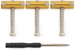 Musiclily Ultra Zigrinato Filettato Sellette Ottone Vintage per Ponte Chitarra Elettrica Fender Tele, Viti Nickel (Set di 3)