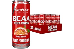 Activlab BCAA Xtra Drink - boîte 330 ml - acides aminés | Lot de 24 boîtes de 330 ml | 5000 mg de BCAA dans 1 boîte | sans sucre | goût orange | régénération du corps et endurance