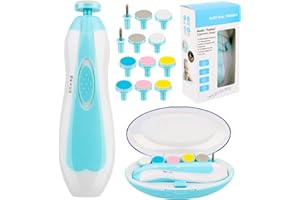 RISVOWO Baby Nagelknipser 14 in 1, Baby Nagelfeile Elektrisch Maniküre Set, Elektrischer Baby Nageltrimmer, Nagelpflegeset Baby mit 12 Ersatzpads Pflegeset für Neugeborene Säuglinge Kleinkinder Erwachsene