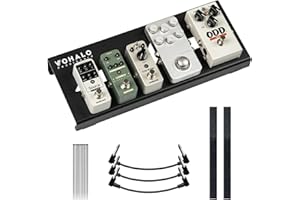 VOHALO Guitar Pedal Board 14.10" x 5.50" x1.20" Aluminum Alloy Effect Pedalboard with Pedals Mountain Tape Cable Tie Patch Cables, Black