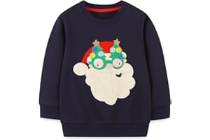LANGUBABY Sudaderas Niño Dinosaurio Navidad Sweatshirt Manga Larga 100% Algodón Camiseta sin Capucha para Niños 1-7 Años