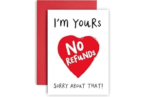 Huxters Anniversary Card – I’m Yours Funny Card for Wife, Husband – 350GSM Boyfriend Valentines Day Card with Red Envelope – Blank Interior for Custom Message - A5 (I'm yours)