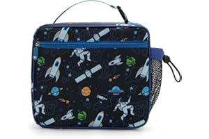AOTM Isolierte Lunchtasche Kinder, Niedlich Mini Kühltasche für Jungen Mädchen, Tragbar Wasserdicht Lunchbox Tasche, Thermische Lunch Tasche für Schule/Picknick(Astronauten)