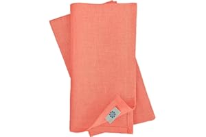Linen & Cotton Set de 4 Servilletas de Tela Hygge - 100% Lino, Rosa Coral (45 x 45 cm) Cuadradas Lavable para Hogar Cocina Comedor Cena Mesa de Centro Cumpleaños Boda Navidad Eventos