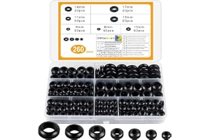 YITYDaMai Kit med 260 st gummigenomföringar, 7 olika storlekar, svarta elektriska kabelhål ledare ledningar blindning packnin