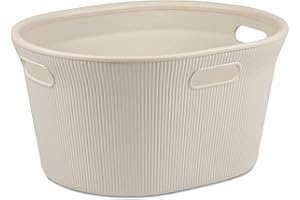 TATAY Cesto de Ropa Baobab ECOHOME, con Tapa, 35L de Capacidad, de Polipropileno, Libre de BPA, Plástico 100% Reciclado, Beige. Medidas: 41 x 33 x 50 cm
