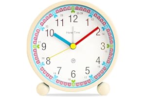 Ayybboo Sveglia analogica per bambini, analogica, senza ticchettio, per ragazze, ragazzi, sveglia in colori vivaci, camera da letto, bambini, con quadrante colorato (beige)