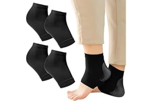 kiki fancy Fersensocken, 2 Paar Socken mit Fersenpolster Fersensocken Weiche Silikon Fersenschutz Gel Socken Durchlüftet von Rissigen Fersen Feuchtigkeitsspendende Socken für Männer & Frauen (Schwarz)