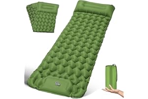 FORRINX Colchón de Camping Ultraligero Inflable con Almohada Colchones Hinchable Esterilla autoinflable para camping 200 x 68 cm Colchón de Aire para exteriores, trekking, playa, interior