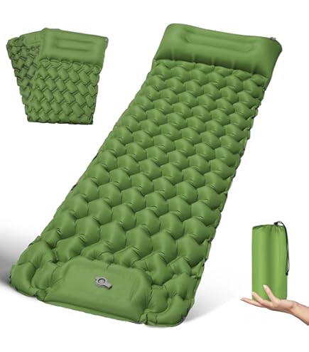 Matelas De Camping Autogonflant Double – 200x130 Cm – Ultraléger 1.32 Lbs – Olive