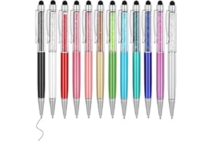 MengRan Penne Carine Bling Bling 2-in-1 Slim Crystal Diamond Stylus Penne e Penne a sfera dell'inchiostro nero (12 colori)