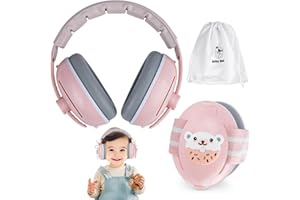 Muyohix 2 en 1 Casque Anti Bruit Bébé, Réglable Casque Bébé Anti Bruit, Protection Auditive pour les Bébés de 0 à 48 mois et les Enfants, Cache-oreilles Bébés pour le quotidien et les événements