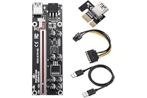 YABOANG Ver009S-plus PCI-E Riser da 16x a 1x per l'estrazione, scheda adattatore Riser alimentata, 8 condensatori fissi, cavo per criptovaluta GPU con cavo di alimentazione USB, 1 confezione