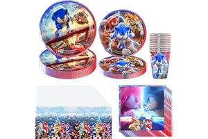 Forfamy 81 PCS Stoviglie per Feste Compleanno, Set Compleanno Bambino Piatti Carta Tazze Tovaglioli Tovaglia Forniture per Feste Decorazioni di Compleanno per Bambini