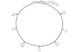 Bling Jewelry Pendre Aqua Blue Vacation Cats Eye Strong Rolo Chain Celestial American Usa Patriotic Rock Étoile Anklet Multi Charm Ankle Bracelet For Women Teens .925 Argent Sterling