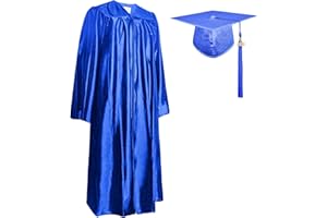 GraduationMall 2025 Glänzend Abschluss Talar und Doktorhut für Unisex Bachelor Akademischer Talar mit Hut 12 Farbe