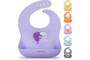 Kiddo Feedo Silikon Latz mit Auffangschale, Wasserdicht und Abwaschbar, einstellbares Halsband, Violett