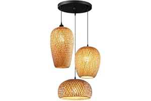 GCQ Lustre de Lanterne en Bambou, Style Japonais Vintage E27 Lustre Lustre Salon Plafonnier Lampe Chambre Restaurant Café Salon de thé Bar Restaurant Club