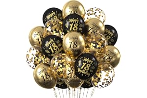 MELEAGER 30 Pcs Palloncini Compleanno 18 Anni, Decorazioni 18 Anni Compleanno per Ragazzo Ragazze, Nero Oro Palloncino per Festa Compleanno