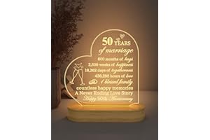 FULLOSUN Anniversary Wedding Gifts for Him/Her, I Love You Night Light 3D Illusion Lamp for Couple Wife Husband Romantic Valentines Wedding Day Present (50th)