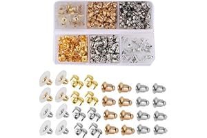 Ryaupy 130 PCS Fermoirs de Boucles d'oreilles, 6 Styles Boucles d'oreilles à Tige Créoles en Métal et Silicone Papillon Forme pour Fabrication de Boucles d'oreilles pour Femmes DIY