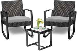 Bealife Zestaw mebli balkonowych z rattanu dla 2 osób, meble balkonowe, mały balkon, do użytku na zewnątrz, 3-częściowy zestaw na werandy, dziedzińce, tarasy, balkony, krawędzie basenu (szary)