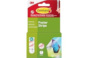 Command Poster Mounting Adhesive Strips, White - 12 Adhesive Strips - Ideal for Hanging Posters, Schedules, Calendars or Pictures without Frames - Damage Free Hanging