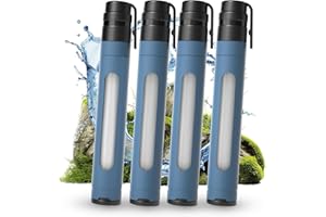 Joypur Filtro dell'acqua per esterni con finestrella di sopravvivenza – Filtro dell'acqua personale con capacità di filtro da 3000 l, filtro acqua potabile per attività all'aperto (Blu * 4)