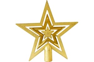 ‎LUCKXING Christbaumspitze Kunststoff Stern Weihnachtsbaumspitze Gold Weihnachtsdeko Baumspitze Weihnachten Christbaumspitze Stern Weihnachtsbaum Topper Spitzen Deko Für Drinnen Und Draußen Weihnachtsbaum