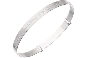 DV Dolce Valentina Guardian Angel Silver Bangle with "Always Watching Over You" Message - Infant Baptism Keepsake (Ages 1-3) (Box 4)
