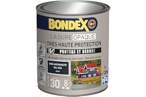 BONDEX - Lasure Opaque Très Haute Protection - Protège et Décore - Direct tous bois - Rendu parfait sans trace - 1 L - Gris Anthracite RAL 7016