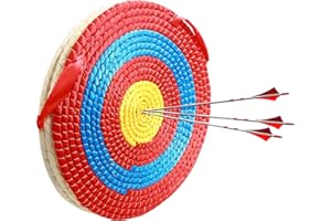 Laurraine Archery Target， Solid Straw Round Target，Traditional Bow Arrow Target，Straw Target，used for outdoor sports archery bow, darts and shooting practice for adults, 55cm x 3 cm 3 layers, Red