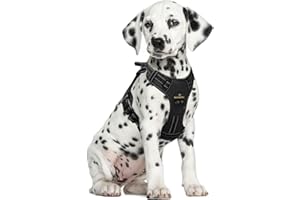 MASBRILL szelki dla psa, nieciągnące, odblaskowa kamizelka dla psa z uchwytem, regulowana, wyściełana, uprząż dla zwierząt domowych, do tresury na świeżym powietrzu, spacerów, z klipsami z przodu i z tyłu, dla małych, średnich i dużych psów, czarne, rozmiar M