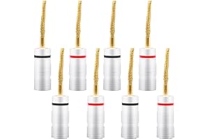 YARCHONN Flex Pin Banana Conector Trenzado Dorado Conectores de Altavoz Chapado en Oro 2 mm Softweaving Banana Pin Conectores Conectores Sin Soldadura Terminales para Amplificadores Altavoces Cable