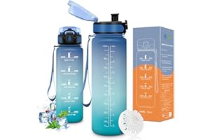 Vikaster Borraccia Sportiva, Borraccia 500ml/1000ml/1500ml, Senza BPA & Prova di Perdite, Bottiglia Acqua Bambini, Bici, Scuola, Palestra, Ufficio, Yoga
